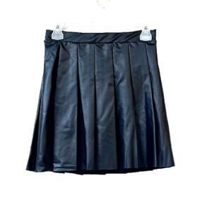 New Faux Leather Pleated Mini Skirt S New